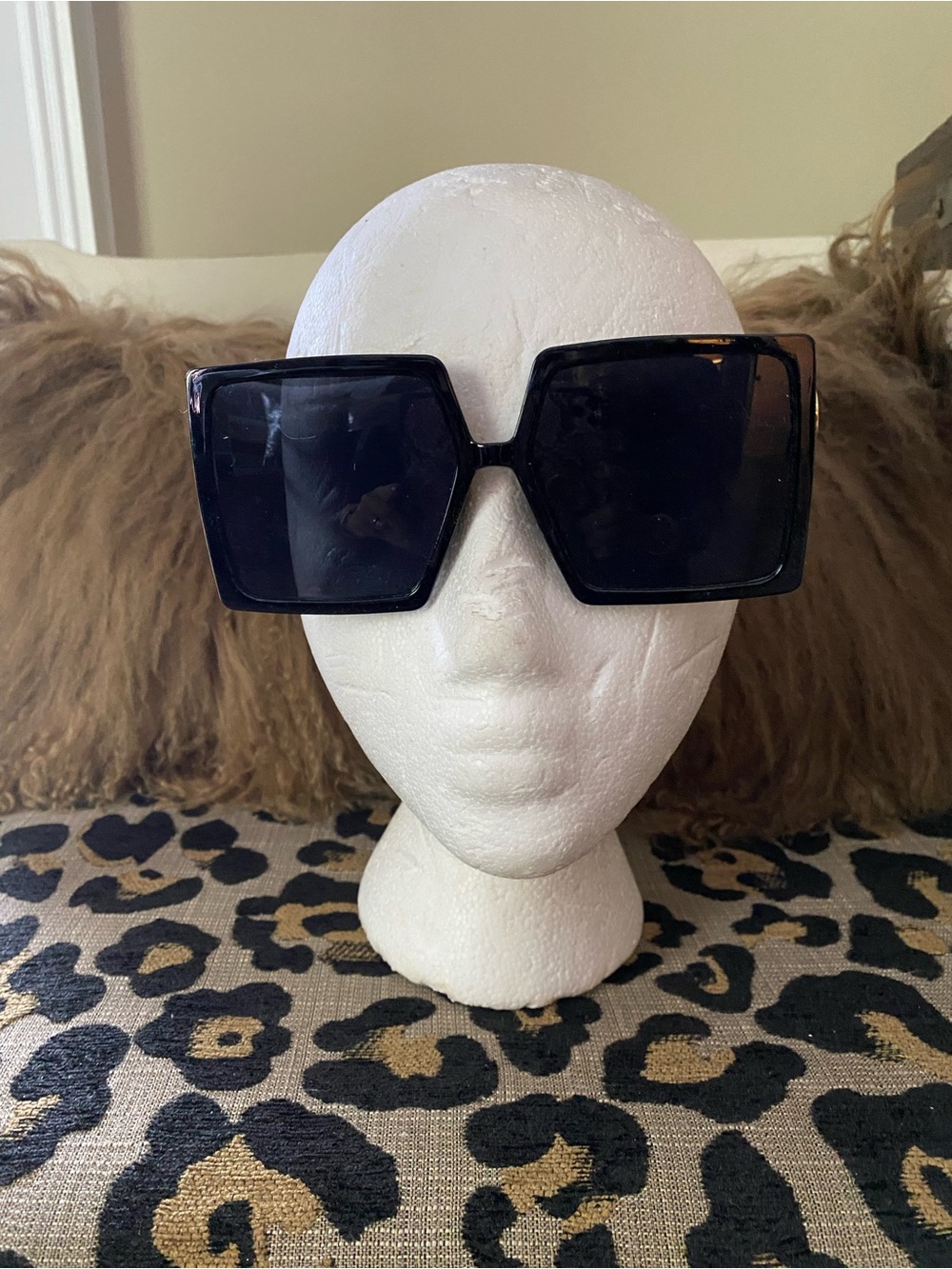 Large square fashion sunglasses with gold  accents